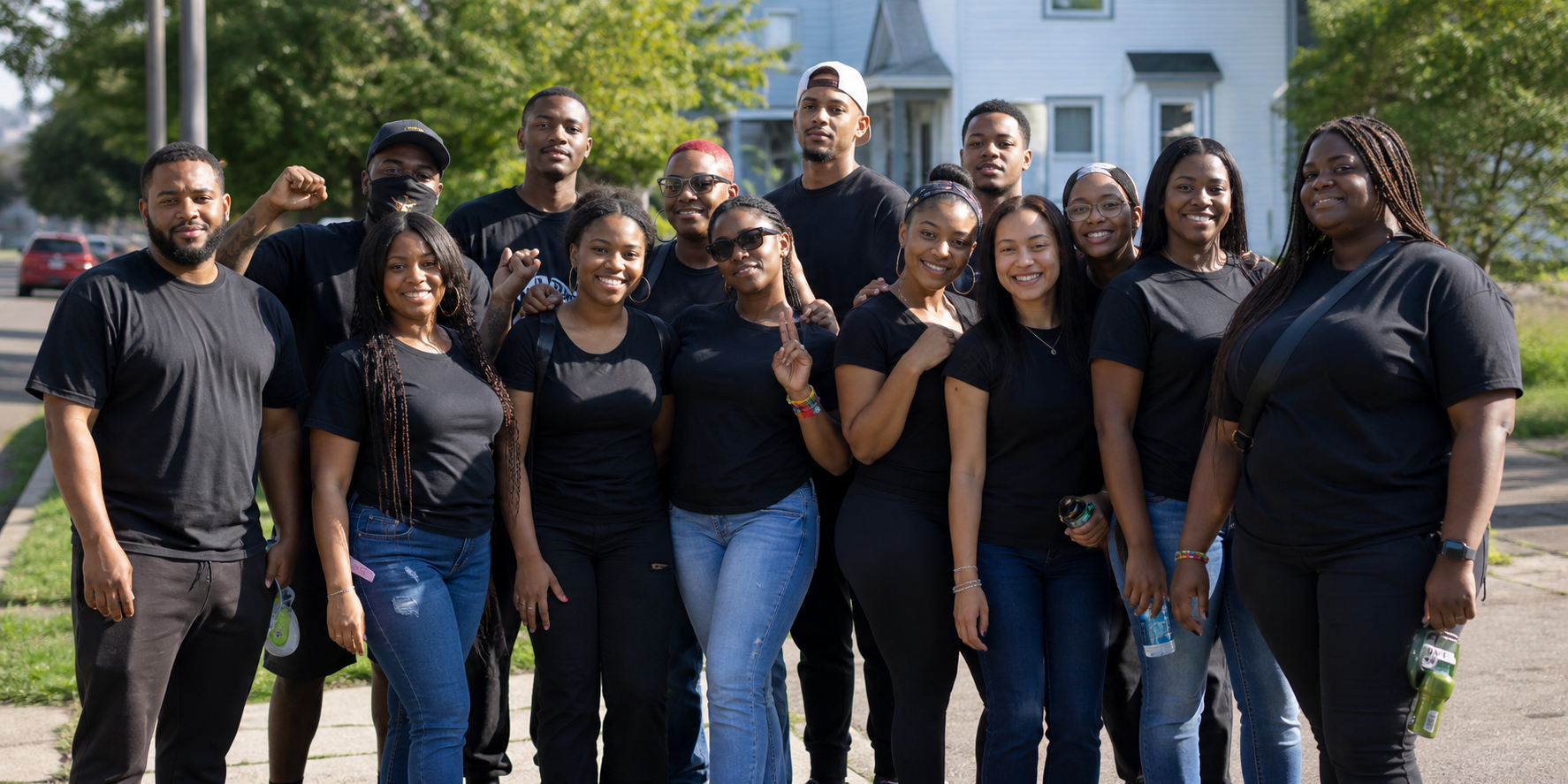 ComForce volunteers gathered outdoors