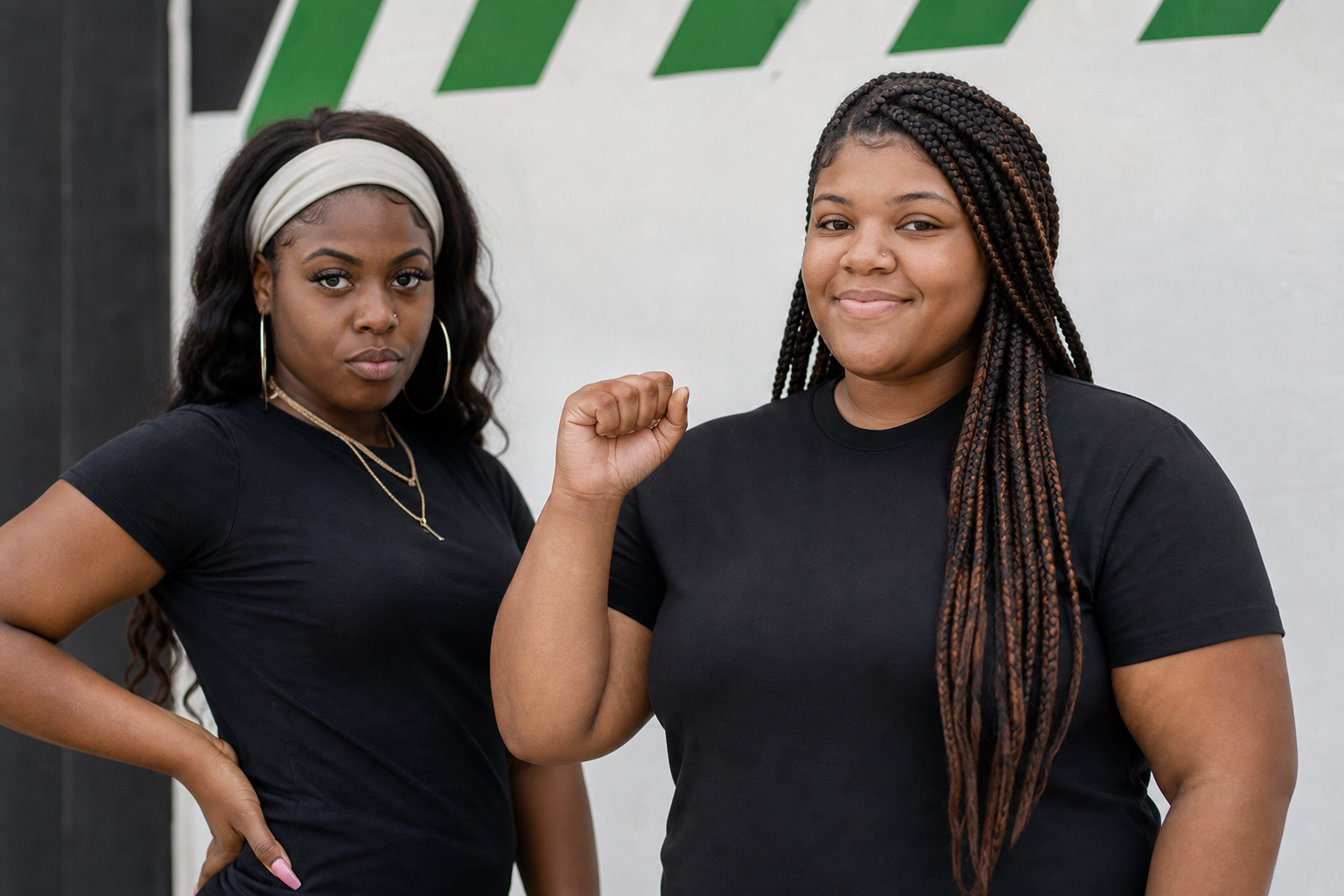 Two community members standing together
